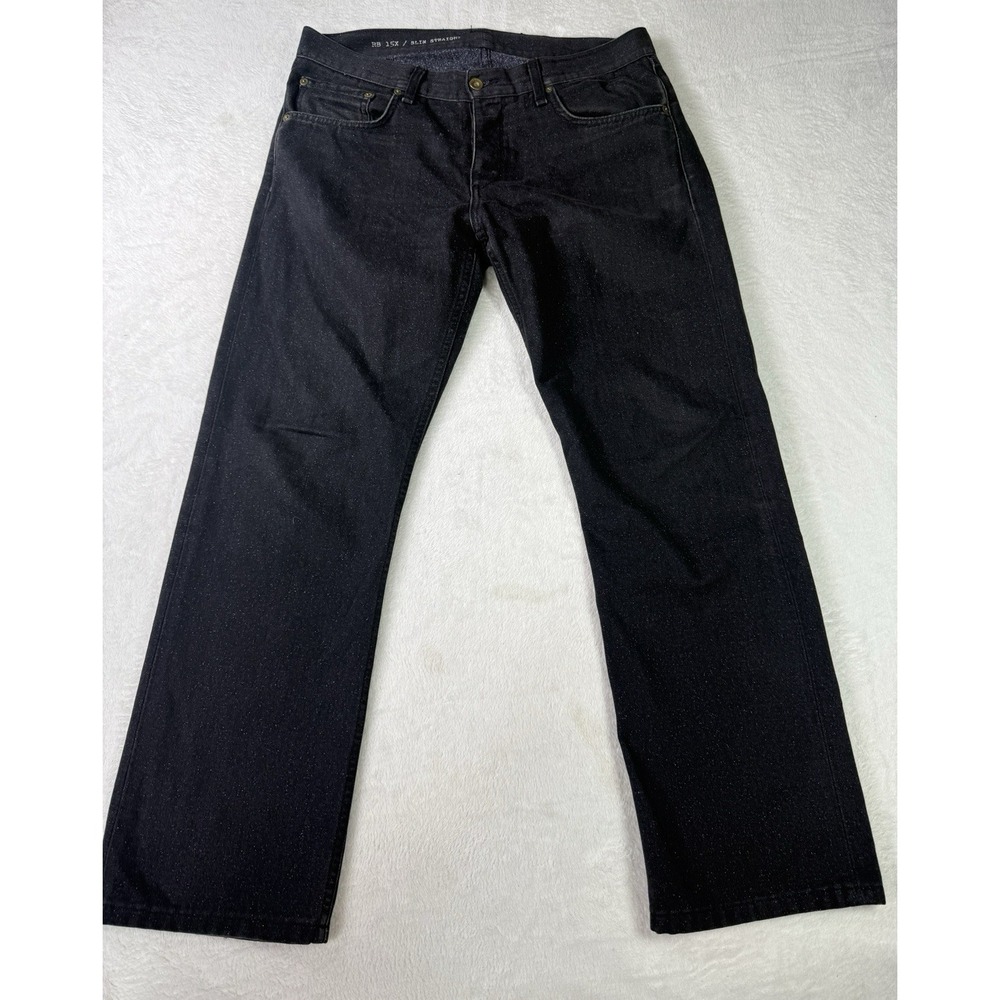 Rag Bone Jeans Mens 34x29 Black RB 15X Slim Straight Button Fly Hand Made USA